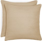 Blumtal Zachte Kussenhoes - Verstopte rits - Deco Kussen - Corduroy - 40 x 40cm - Zand - Set van 2