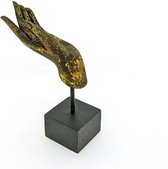 Hand of Boeddha zwart/goud- boeddhabeeld - Abhaya Mudra - Handmade - Spititualiteit - Decoratief