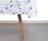 Raved Tafelzeil Lavendel Bloemen 140 cm x  310 cm - Wit - PVC - Afwasbaar