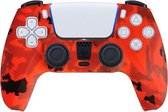 CHPN - Controller hoesje - Geschikt voor PS5 - Print - Rode camouflage - Skin voor Playstation 5 controller - Beschermhoes - Siliconen - Accessoires voor Playstation 5 - Universeel