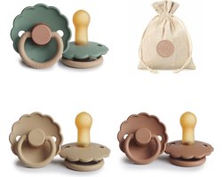 FRIGG Daisy T2 - Croissant, Peach Bronze, Willow + Bolletoet speenzakje - 6-18 maanden