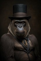 Klassieke gorilla met hoed - canvas - 76 x 100 cm