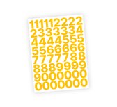 Cijfer stickers / Plaknummers - Stickervel Set - Geel - 3cm hoog - Geschikt voor binnen en buiten - Standaard lettertype - Glans