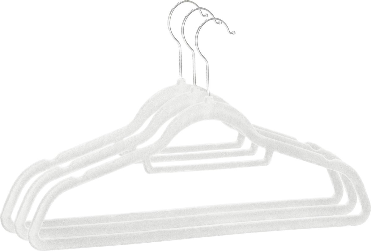 Springos Velours Kledinghangers - 3 Stuks - Draaibaar - Luxe - Wit