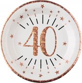 Santex Assiettes de fête d'anniversaire âge - 10x - 40 ans - or rose - karton - 22 cm - rondes