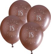 Santex verjaardag leeftijd ballonnen 18 jaar - 24x stuks - rosegoud - 30 cm - Feestartikelen