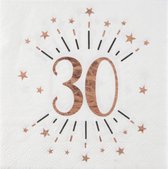 Serviettes de fête d'anniversaire Santex âge - 10x - 30 ans - or rose - 33 x 33 cm