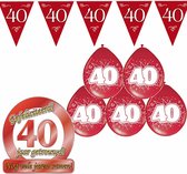 Folat - Feestartikelen pakket - 40 jaar getrouwd - vlaggetjes/ballonnen/bord