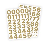 Cijfer stickers / Plaknummers - Stickervellen Set - Metallic Goud - 4cm hoog - Geschikt voor binnen en buiten - Standaard lettertype - Glans