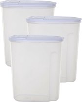Whitefurze Récipient alimentaire shaker - 3x - transparent - 3 litres - plastique - 20 x 10 x 24 cm