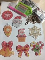Porte-clés Peinture de diamants - Simple face - Noël - 8 x Porte-clés ou décoration de Noël pour votre sapin