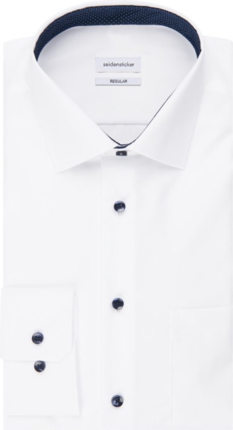 Seidensticker regular fit overhemd - wit (contrast) - Strijkvrij - Boordmaat: