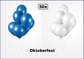 50x Luxe Ballon mix blauw/wit 30cm - Oktoberfest - Festival feest party verjaardag landen helium lucht thema Apres ski