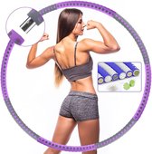 Hoelahoep - Fitness - hoelahoep met gewicht - verstelbaar in maat - hula hoop fitness – grijs/paars - Cadeau
