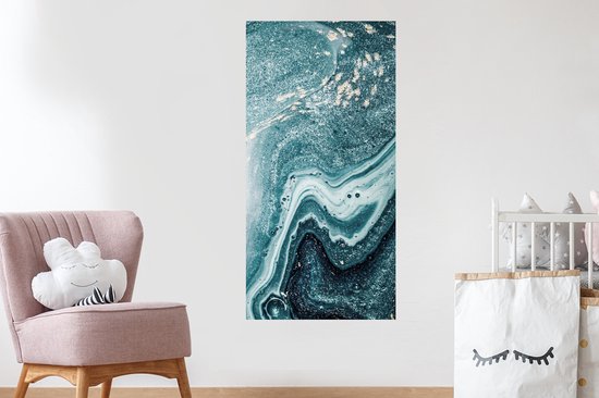 Stickers muraux - Sticker Foil - Pierres Précieuses - Blauw - Nature - Marbre - Abstrait - 60x120 cm - Film Adhésif - Stickers muraux Chambre Enfant - Papier Peint Auto Adhésif