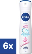 Nivea Fresh Flower Deo Spray - 6 x 150 ml