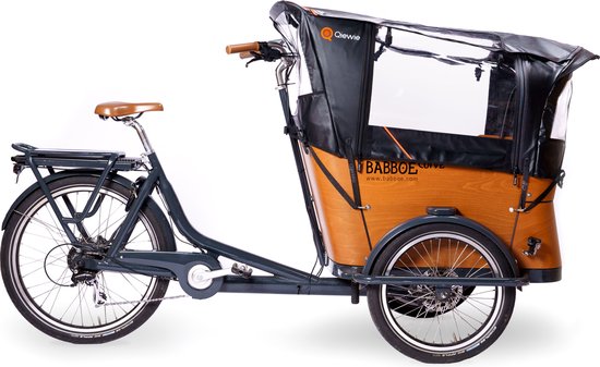 Foto: Regentent superior zwart inclusief stokkenset alleen geschikt voor de babboe curve bakfiets qiewie