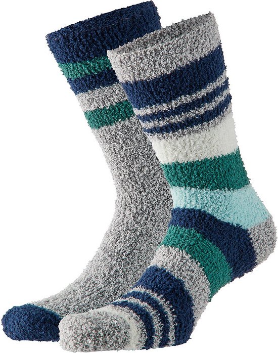 Apollo - Chaussettes de lit hommes - Lot de 4 - Multi - Rayures - Taille unique - Chaussettes de nuit - Chaussettes de lit hommes
