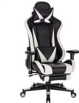 Bol.com Luxe Gaming stoel - Wit - Met voetsteun - Gamestoel - Verstelbaar in hoogte - Chair - Ergonomische bureaustoel - Chair -... aanbieding