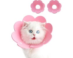2 stuks halsband voor honden en katten, herstelbescherming, zacht voor huisdier, halsbescherming, kat, lek-bescherming, nekbescherming en verstelbare halsband voor vervaardiging bij operaties van wonden (rose, M)