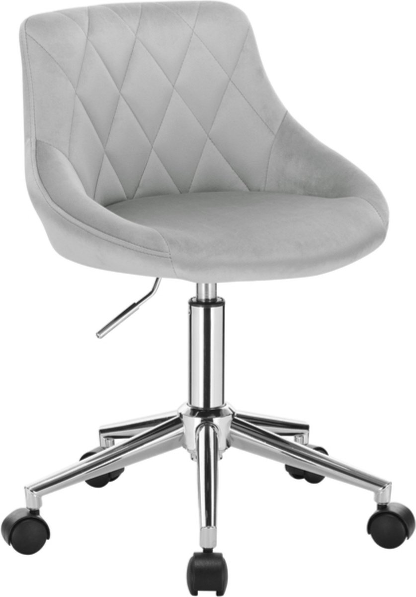 Bureaustoel deluxe - Voor volwassenen - Grijs - Op wielen - Ergonomische bureaustoel - Velvet - In hoogte verstelbaar