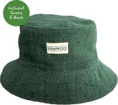 HEMPKOO Bucket Hat - Chapeau de pêcheur pour femmes et hommes - Chapeau baquet pour garçons et filles - Chapeau pêcheur durable fabriqué à la main en fibres de chanvre au Népal - Vert