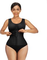 Shapewear 4-in-1 Waist Trainer Corset Bodysuit - Buttoned Tummy Control High Waist with Padded Bra - zwart - M