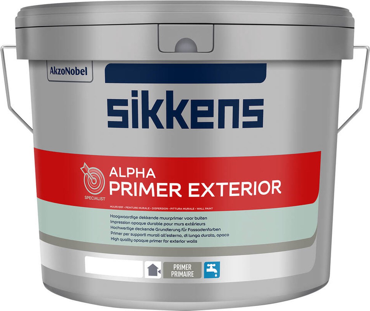 Sikkens Alpha Primer Exterior - Sikkens Grondverf - Primer Verf - 10 liter - Wit - Sikkens