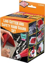 Essdee Lino - Gutsmesjes en Handbescherming voor lino snijden set - 5 mesjes - 1 handbescherming