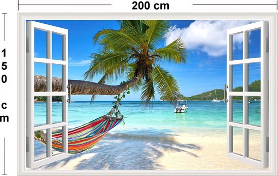 Ulticool View Beach Sea Palm Tree - Affiche Tapisserie - 200x150 cm - Groot tapisserie - Affiche Jardin Tapisserie