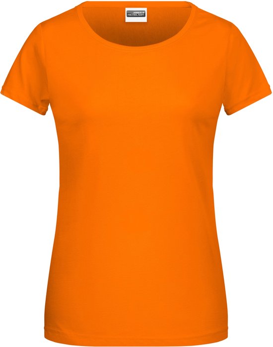 James and Nicholson - Dames T-Shirt (Oranje/Wit) Maat M - EK-WK-Olympische Spelen