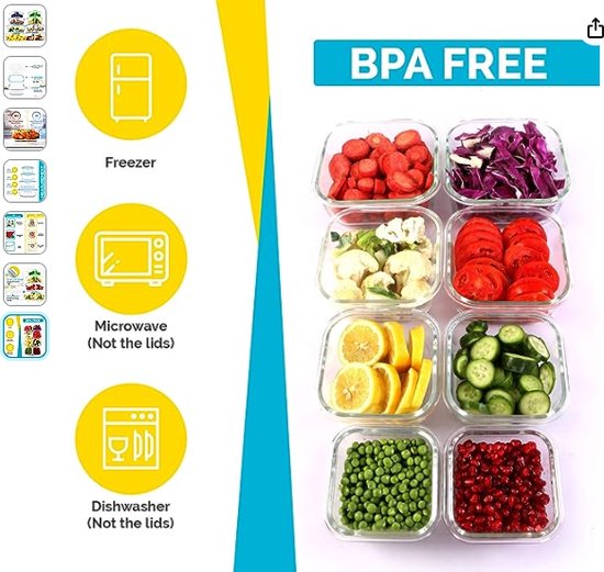 Utopia Kitchen Glass Food Storage Container Set 16 Stuks (8