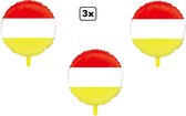 3x Folieballon rood/wit/geel (45 cm) - Carnaval - Thema feest verjaardag festival party fun folie ballon Oeteldonk