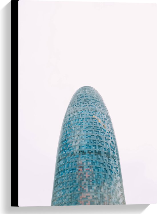 Canvas - Torre Glòries Wolkenkrabbers in Barcelona, Spanje - 40x60 cm Foto op Canvas Schilderij (Wanddecoratie op Canvas)