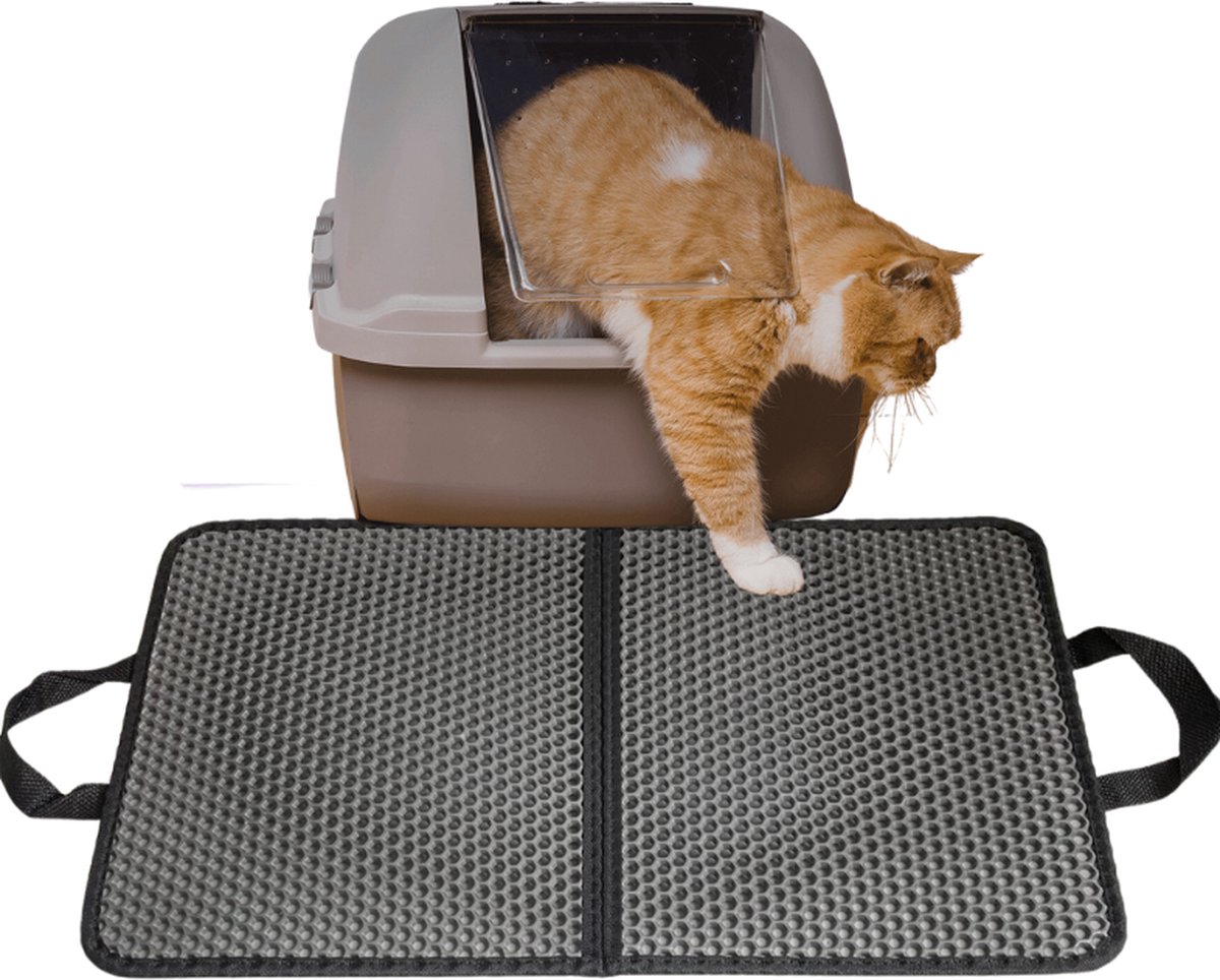 Lavida Home - Kattenbakmat - Grit Opvanger - 35 x 60 cm - Dubbele laag & Waterdicht - Katten mat - Katten mat met opvangruimte voor Grit - Katten mat - Kat benodigdheden - Kitten - Gritmat voor poes - Grijs
