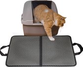 Lavida Home - Kattenbakmat - Grit Opvanger - 35 x 60 cm - Dubbele laag & Waterdicht - Katten mat - Katten mat met opvangruimte voor Grit - Katten mat - Kat benodigdheden - Kitten - Gritmat voor poes - Grijs