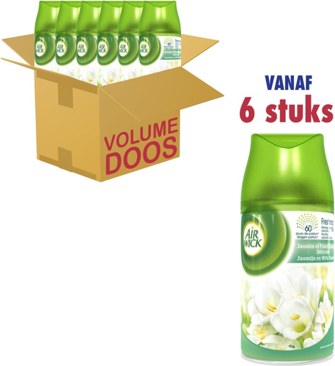 Goedkoopste Air Wick - Luchtverfrisser - Navulling - Recharge Jasmin - 250ml x 6