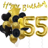 Snoes Ballonnen 55 Jaar Feestpakket – Versiering – Verjaardag Set Goldie Cijferballon 55 Jaar -Heliumballon