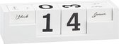 Eeuwige kalender, tafelkalender, houten kalender, 5-delig, voor thuis, kantoor, tafeldecoratie, bureau, decoratie, wit