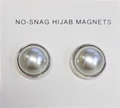 Fako Bijoux® - 2x Magnetische Broche Parel Acryl - Hoofddoek Magneet - Sjaal - Hijab Accessoires - Abaya - 16mm - 2 Stuks - Zilver Wit