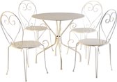 MYLIA Salon de jardin en métal aspect fer forgé : une table et 4 chaises - blanc - GUERMANTES L 80 cm x H 90 cm x P 80 cm