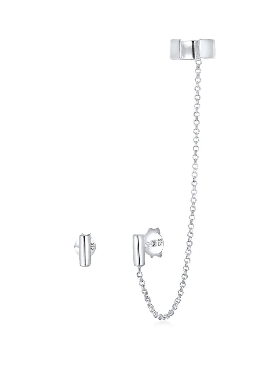 Elli Oorbellen Earcuff asymmetrisch minimal geo 925 zilver
