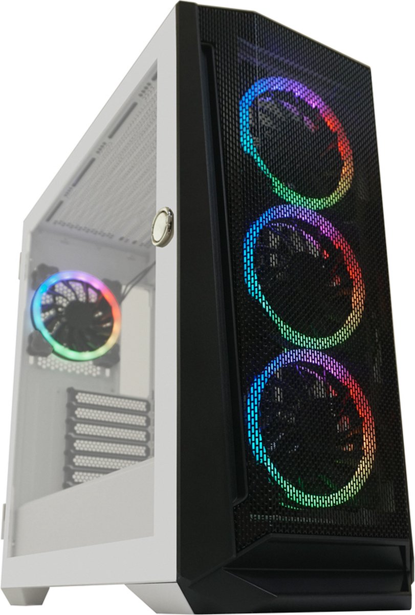 LC-Power Gaming 805BW - Behuizing - ATX , micro ATX , Mini-ITX , EATX - RGB - Tempered Glass - Wit/Zwart