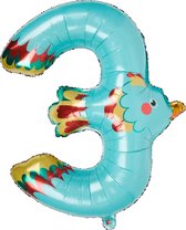 Folieballon Cijfer 3 Vogel - Cijferballon - 3 jaar - hoera- feest - dieren - dier - versiering - ballon