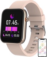 Denver Smartwatch Dames & Heren - Voor Android & iOS - Sporthorloge - Hartslagmeter - Bloeddrukmeter - Stappenteller - Saturatiemeter - Slaapmonitor - Social media activiteit - SW182 - Roze