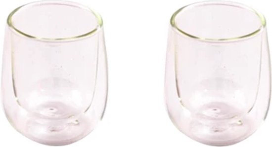 Point Virgule dubbelwandige glazen set van 2 80ml glas
