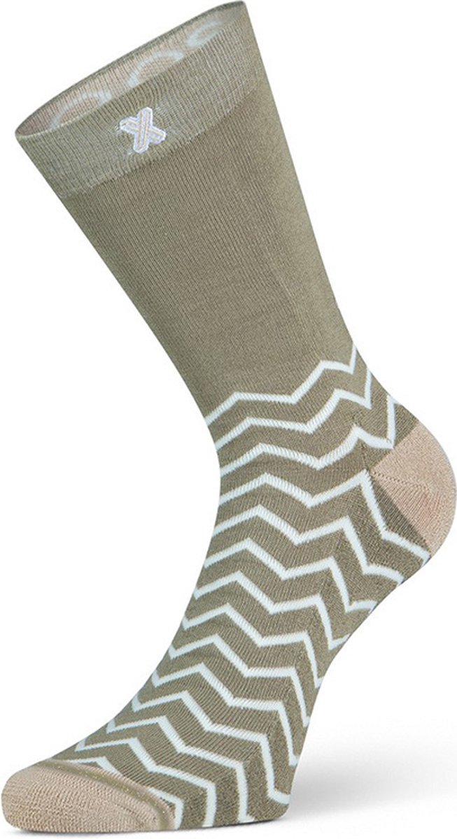 XPOOOS dames bamboe sokken essential graphics zigzag bruin - 39-42