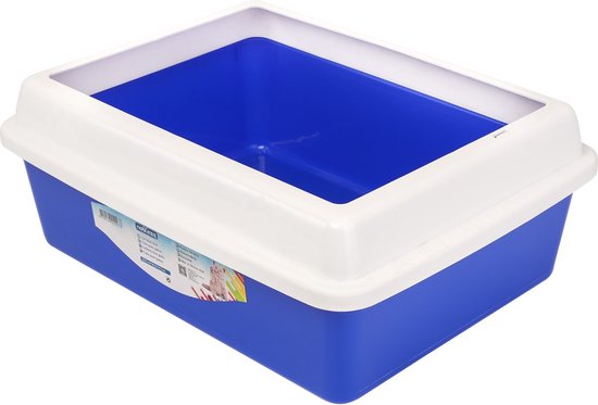 Nobleza Open kattenbak met hoge afneembare spatrand - Blauw