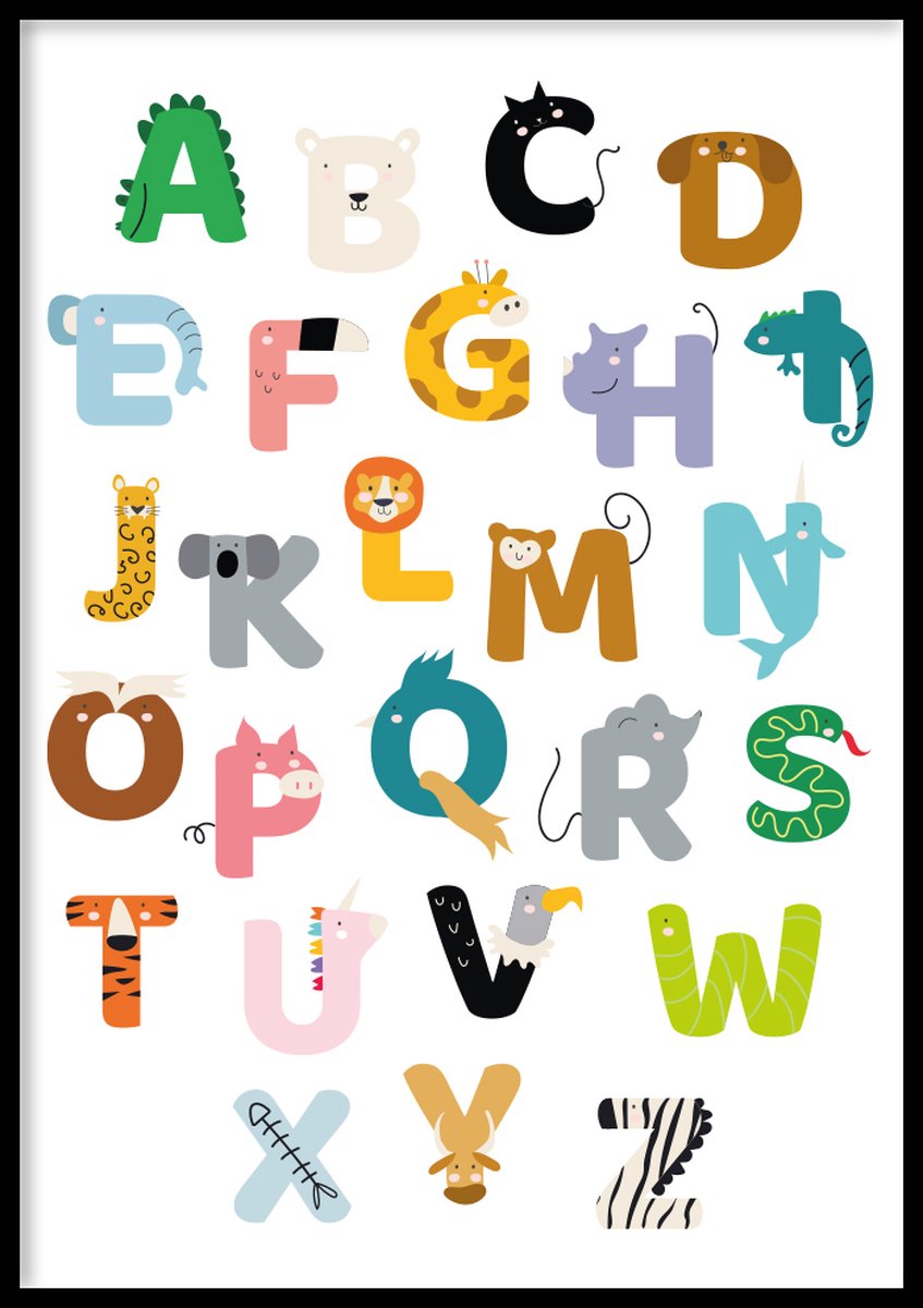 Poster Alfabet dieren - Kinderkamer poster - Babykamer poster - Dieren poster - Kinderkame