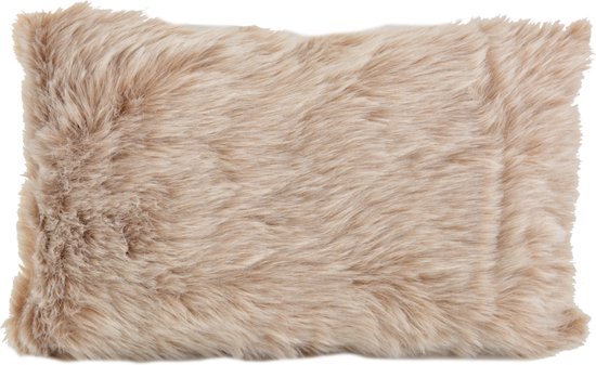 Housse de coussin beige velours fourrure | Velours/Polyester | 30 x 50 cm